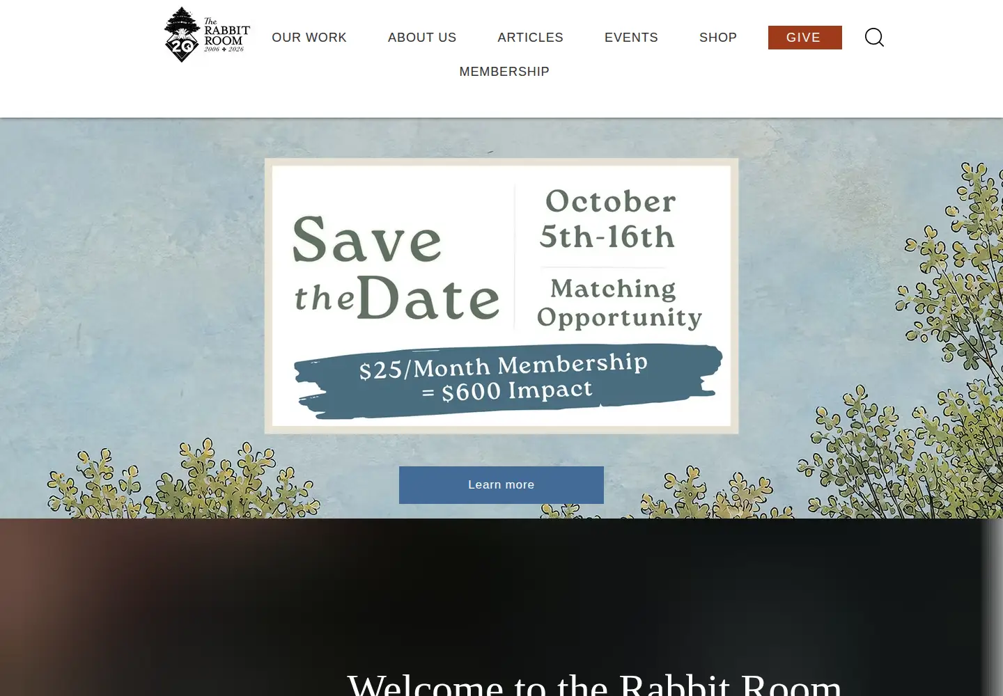 Screenshot of rabbitroom.com