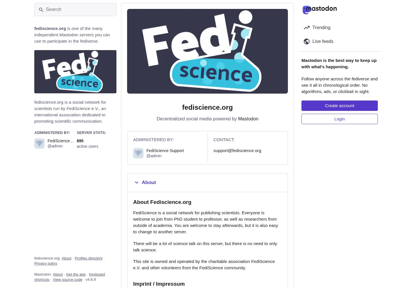 Screenshot of fediscience.org