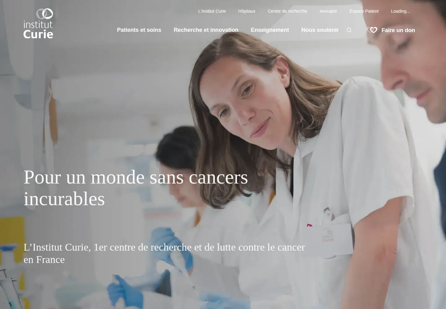 Screenshot of curie.fr