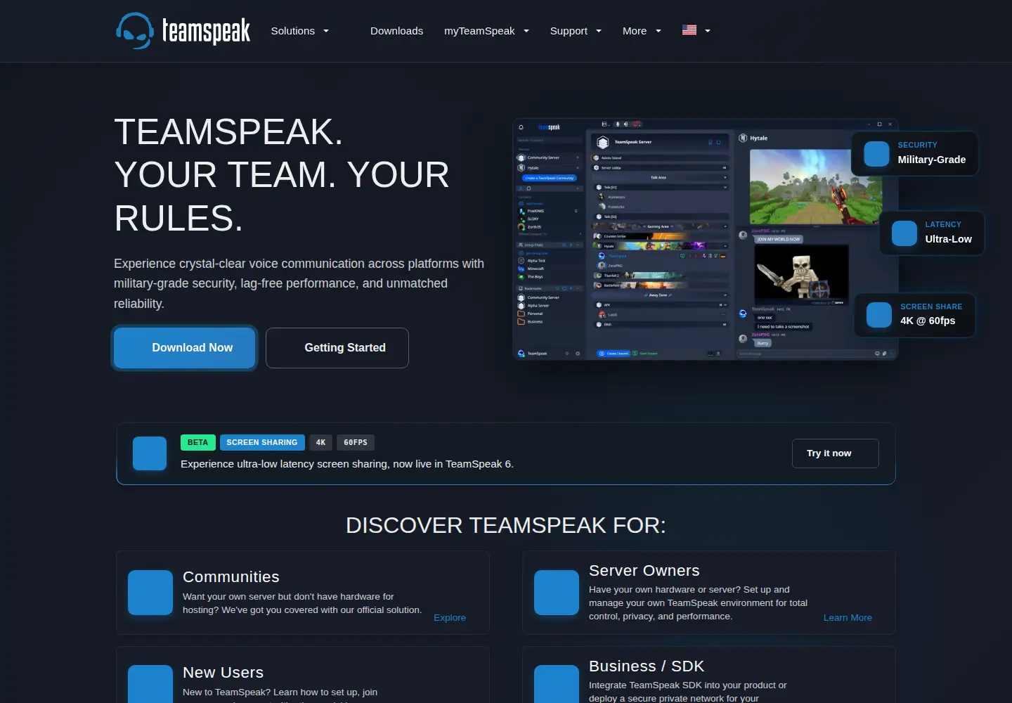 Screenshot of teamspeak.com