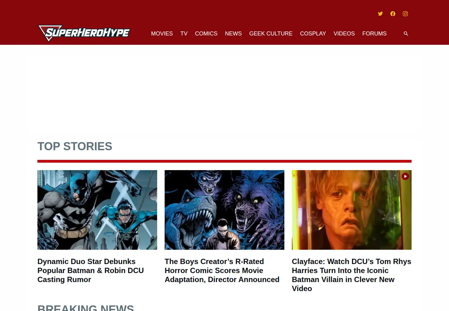 Screenshot of superherohype.com
