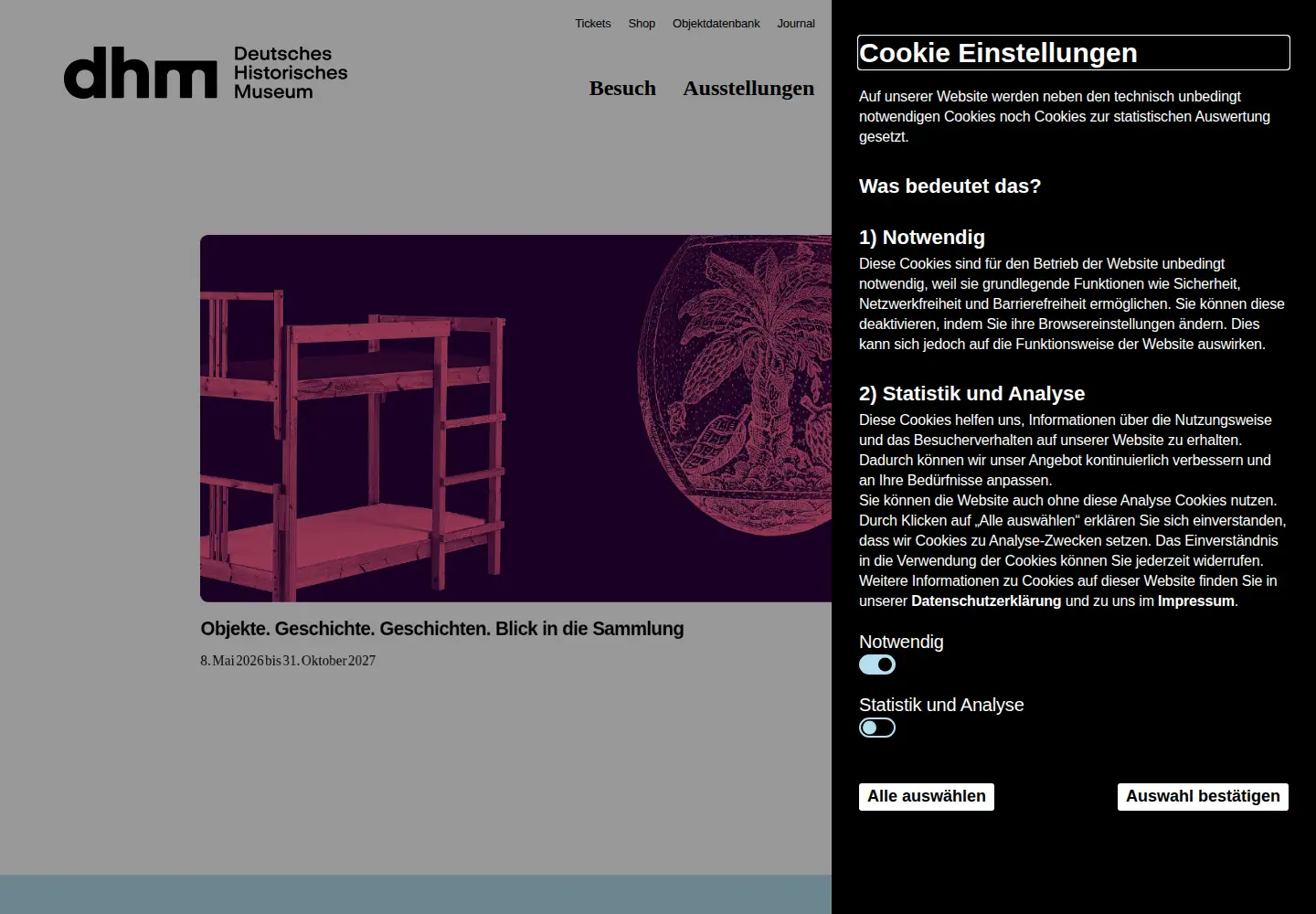 Screenshot of dhm.de