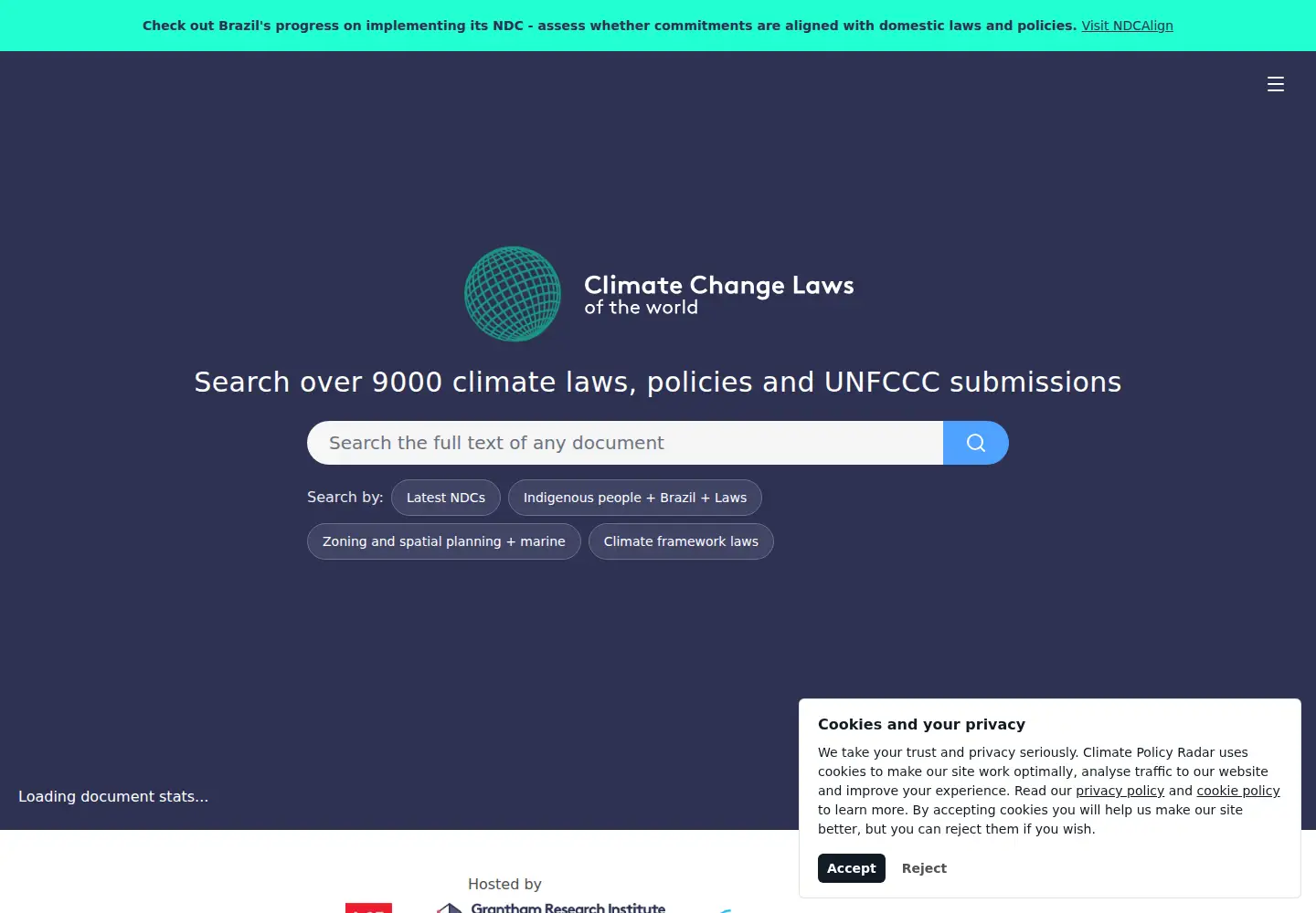 Screenshot of climate-laws.org