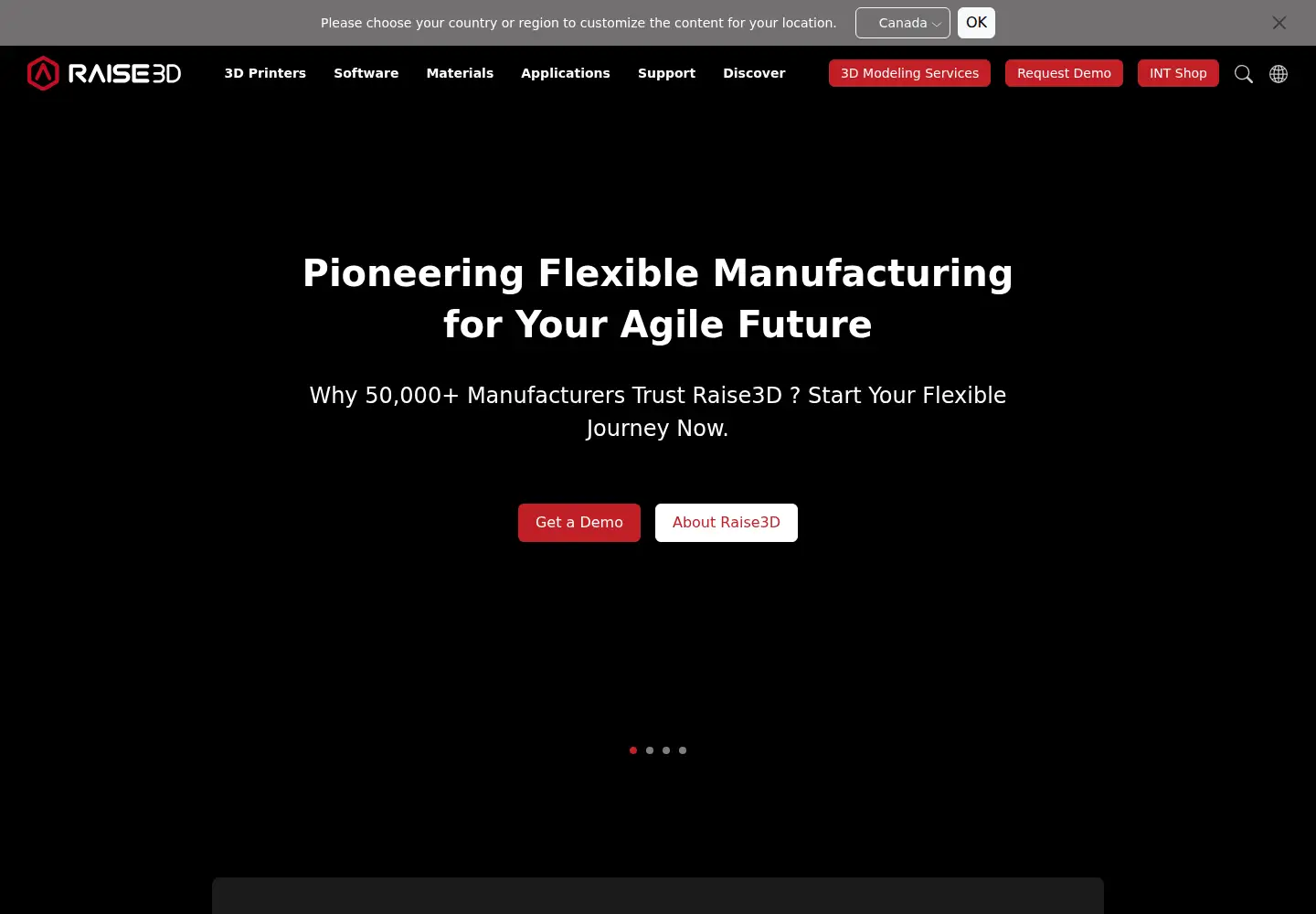 Screenshot of raise3d.com
