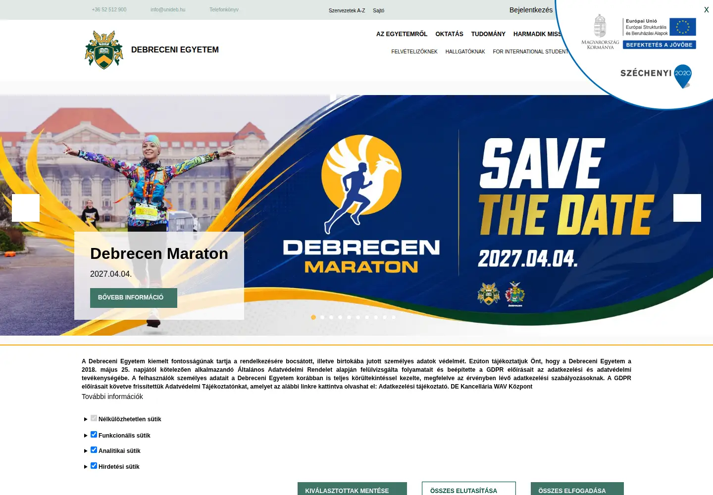 Screenshot of unideb.hu