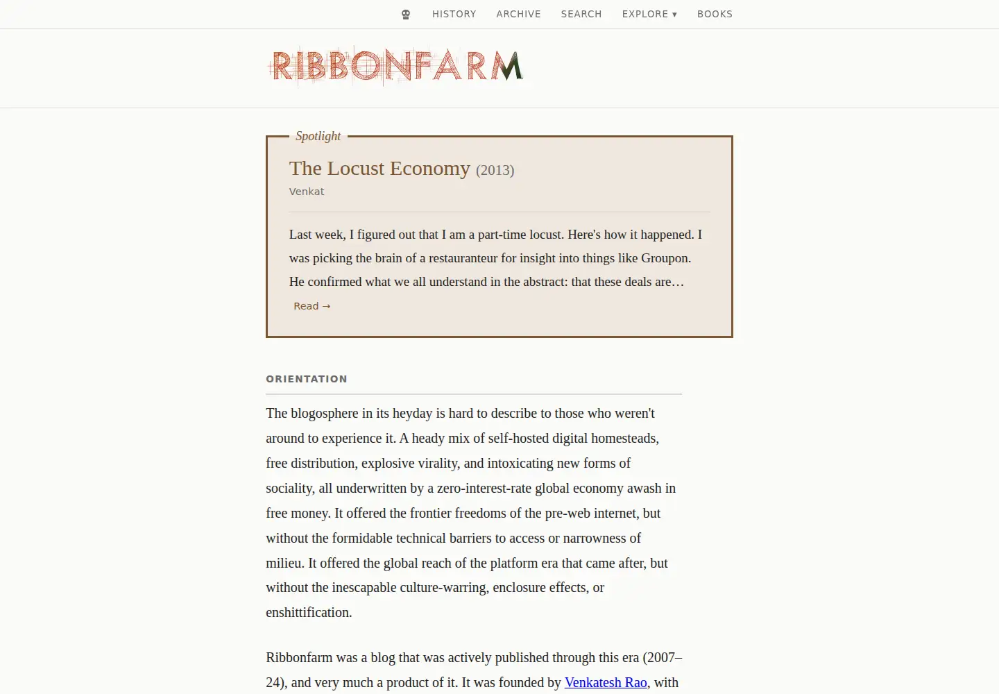 Screenshot of ribbonfarm.com
