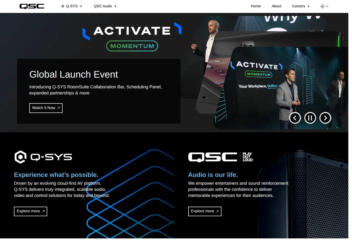 Screenshot of qsc.com