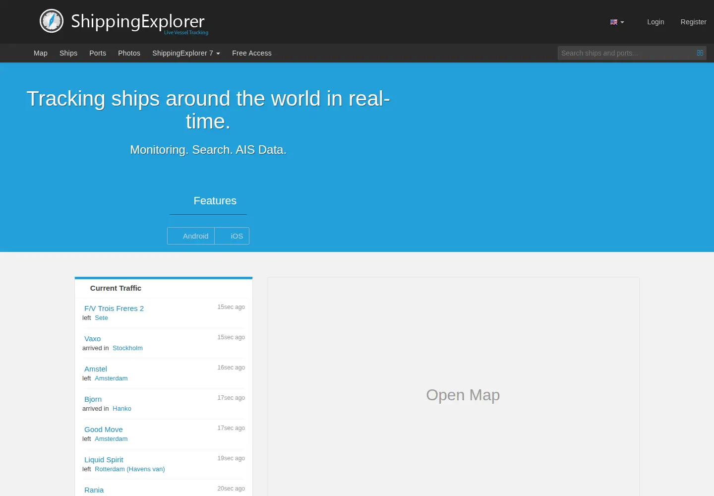 Screenshot of shippingexplorer.net
