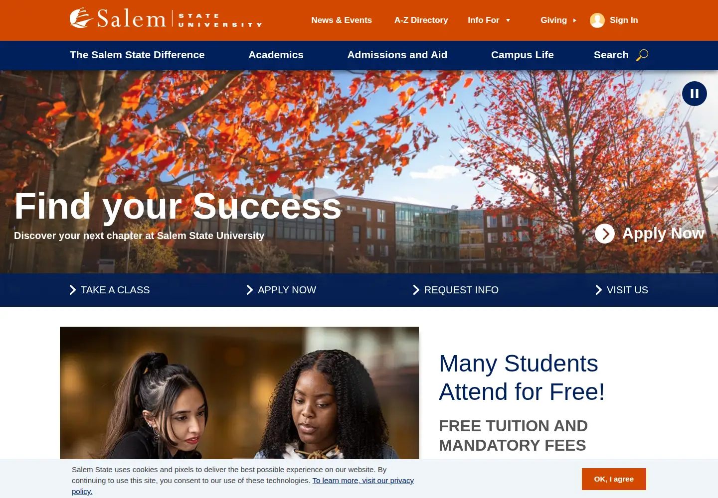 Screenshot of salemstate.edu