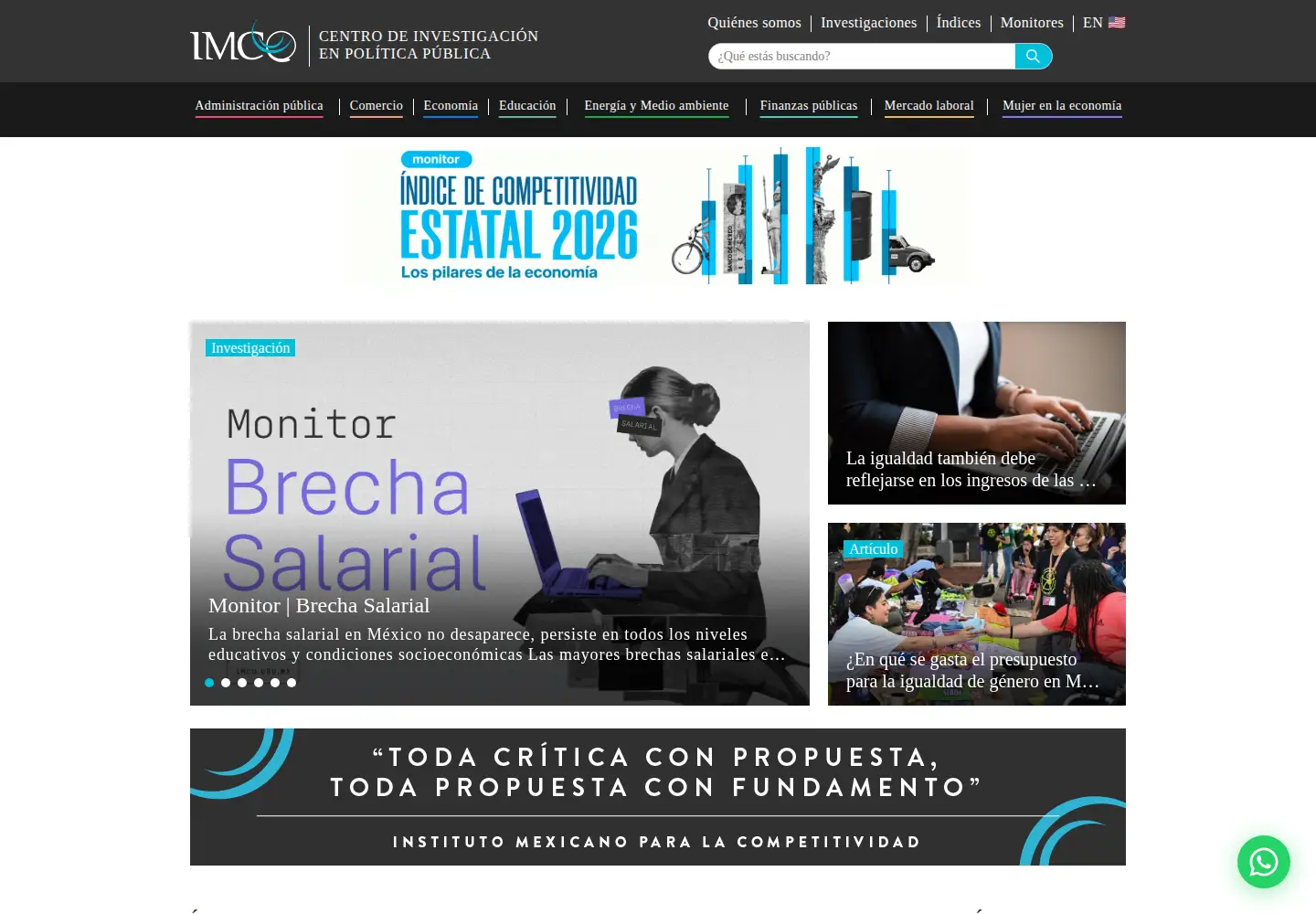 Screenshot of imco.org.mx