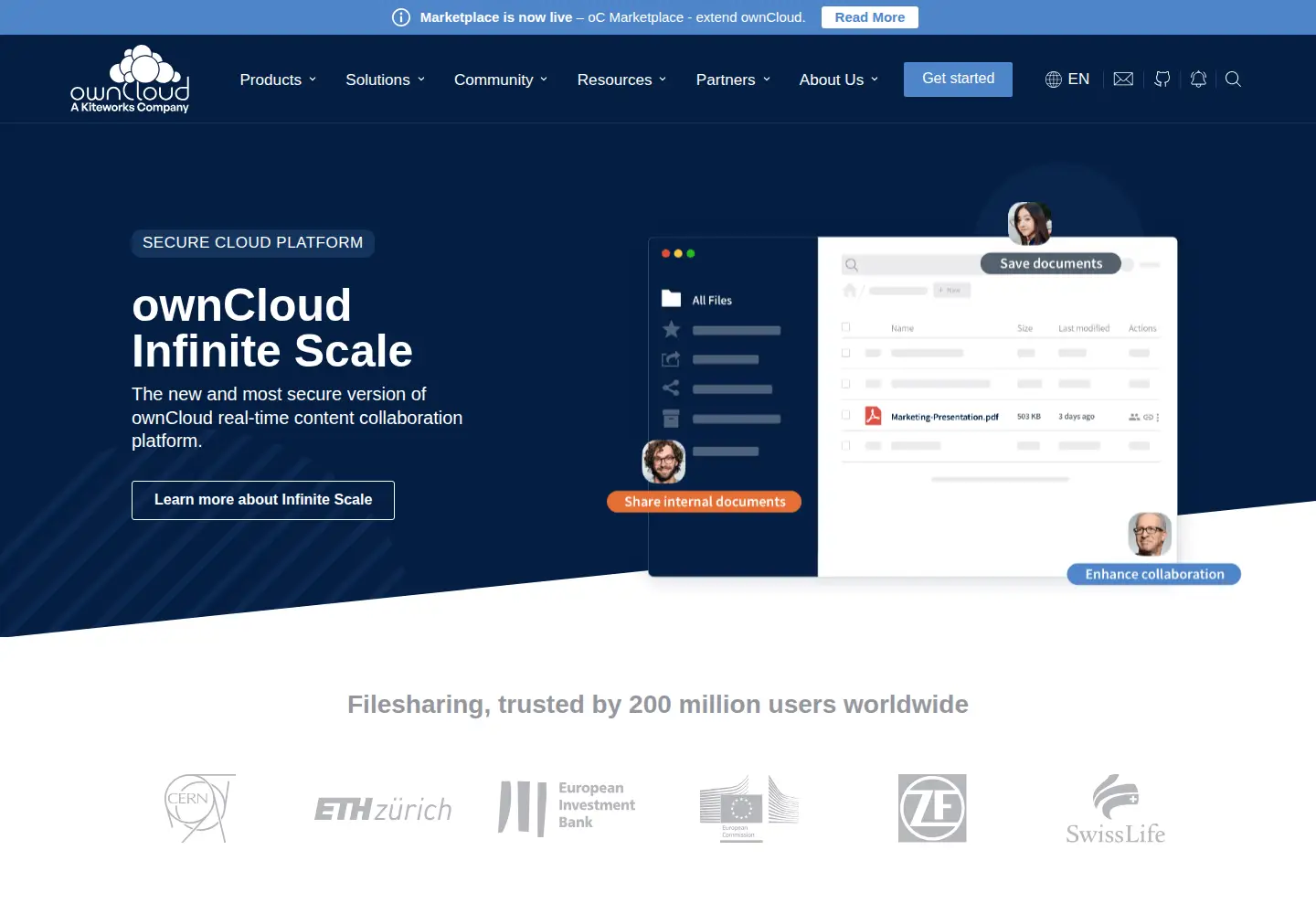 Screenshot of owncloud.com