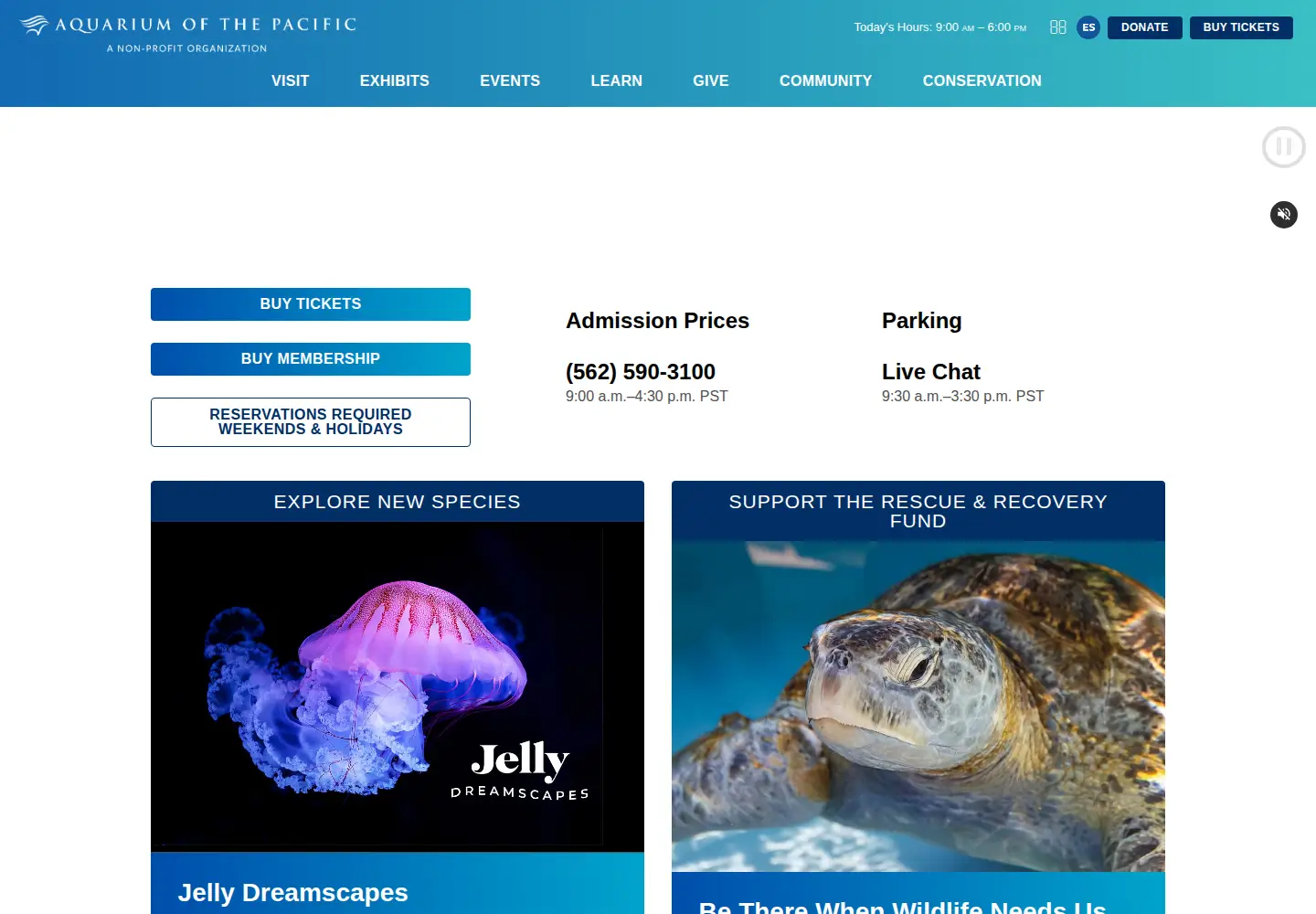 Screenshot of aquariumofpacific.org