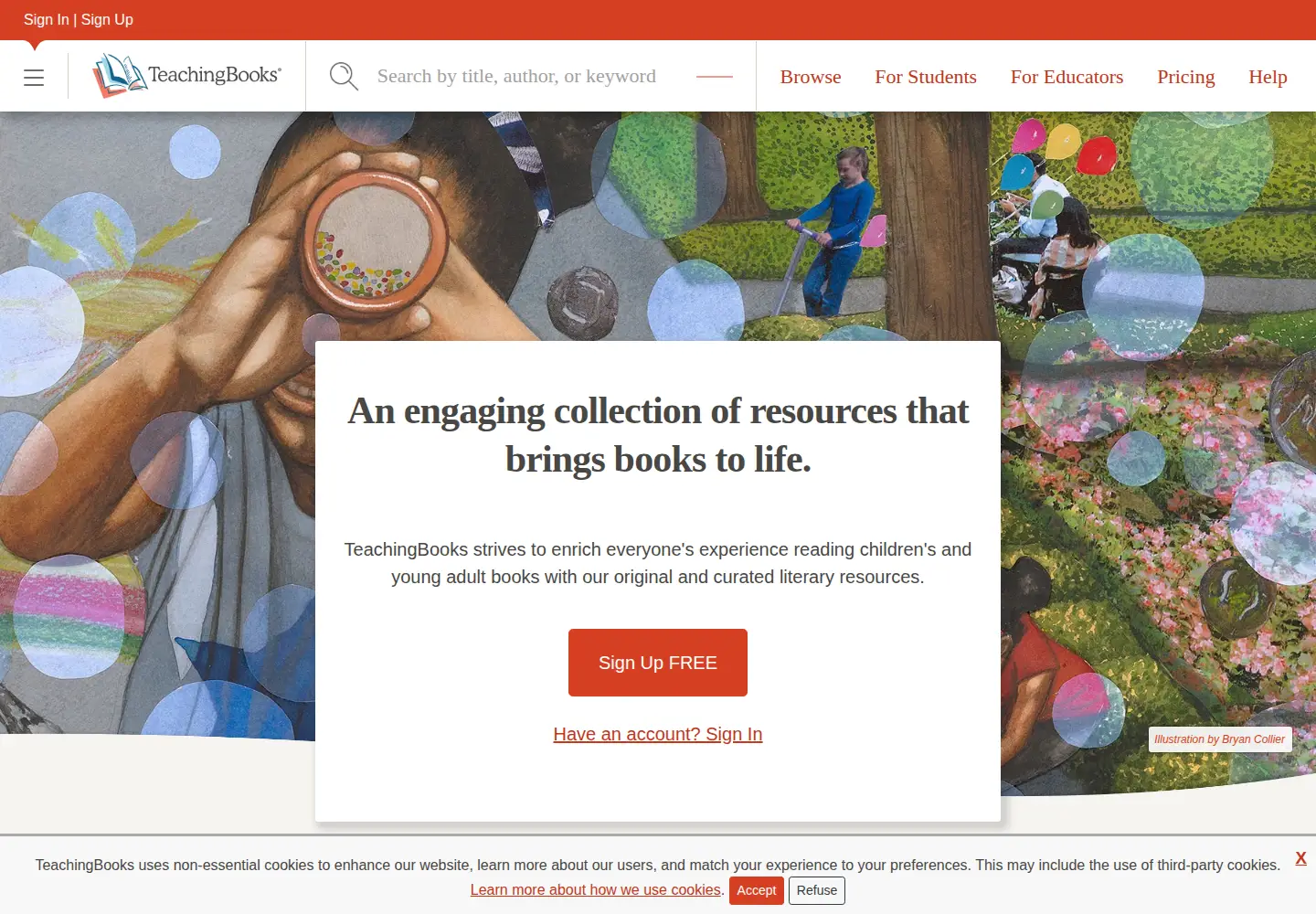 Screenshot of teachingbooks.net