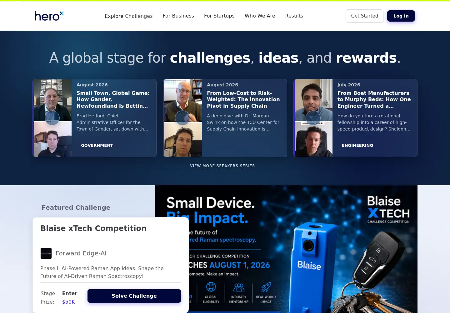 Screenshot of herox.com