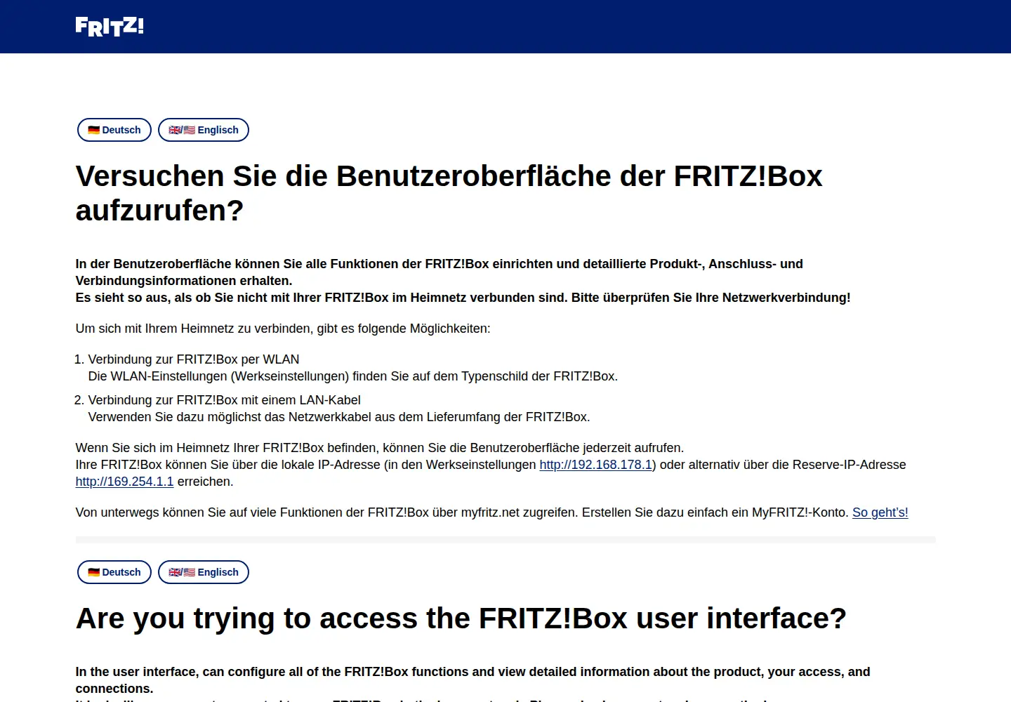 Screenshot of fritz.box