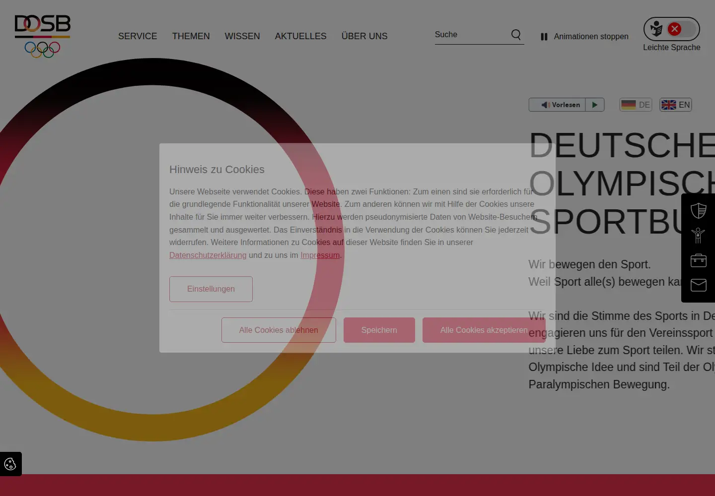Screenshot of dosb.de