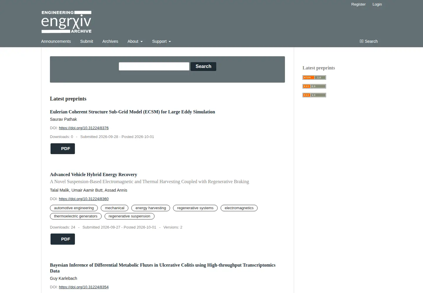 Screenshot of engrxiv.org