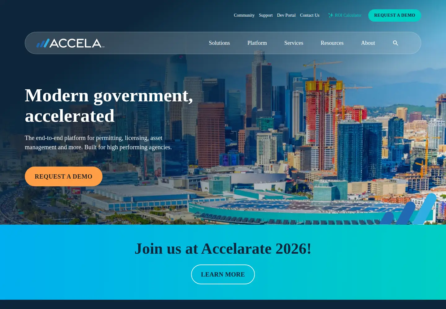 Screenshot of accela.com