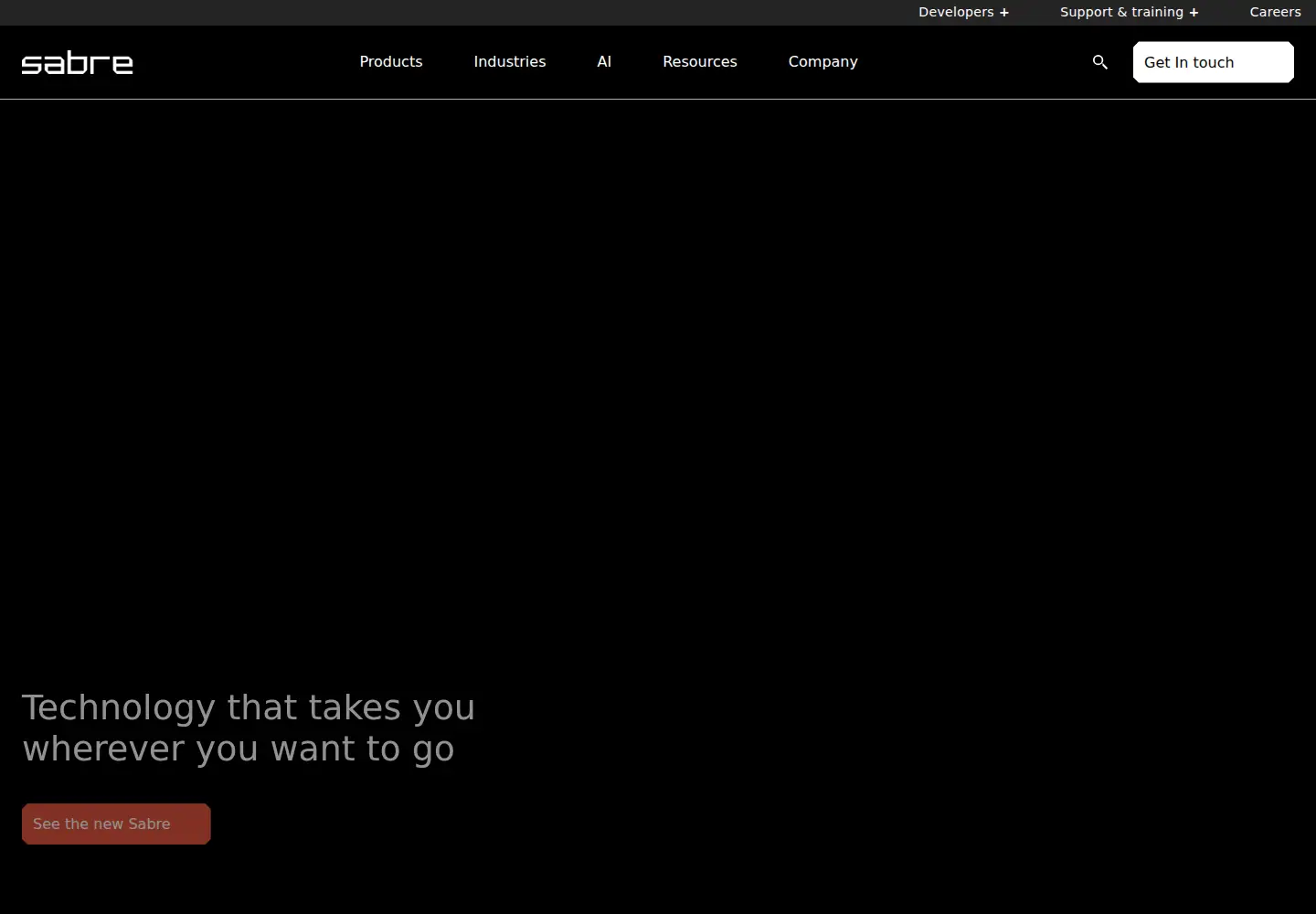 Captured homepage of sabre.com in the current scan
