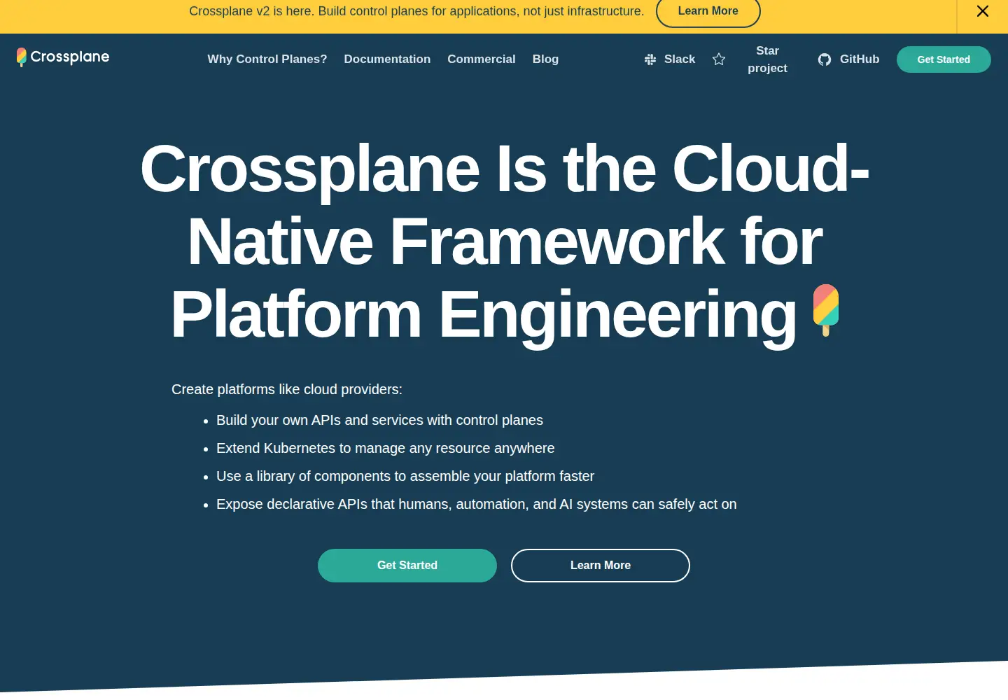 Screenshot of crossplane.io