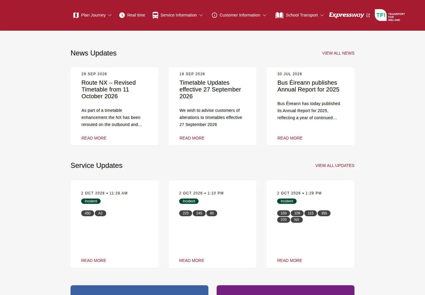 Screenshot of buseireann.ie