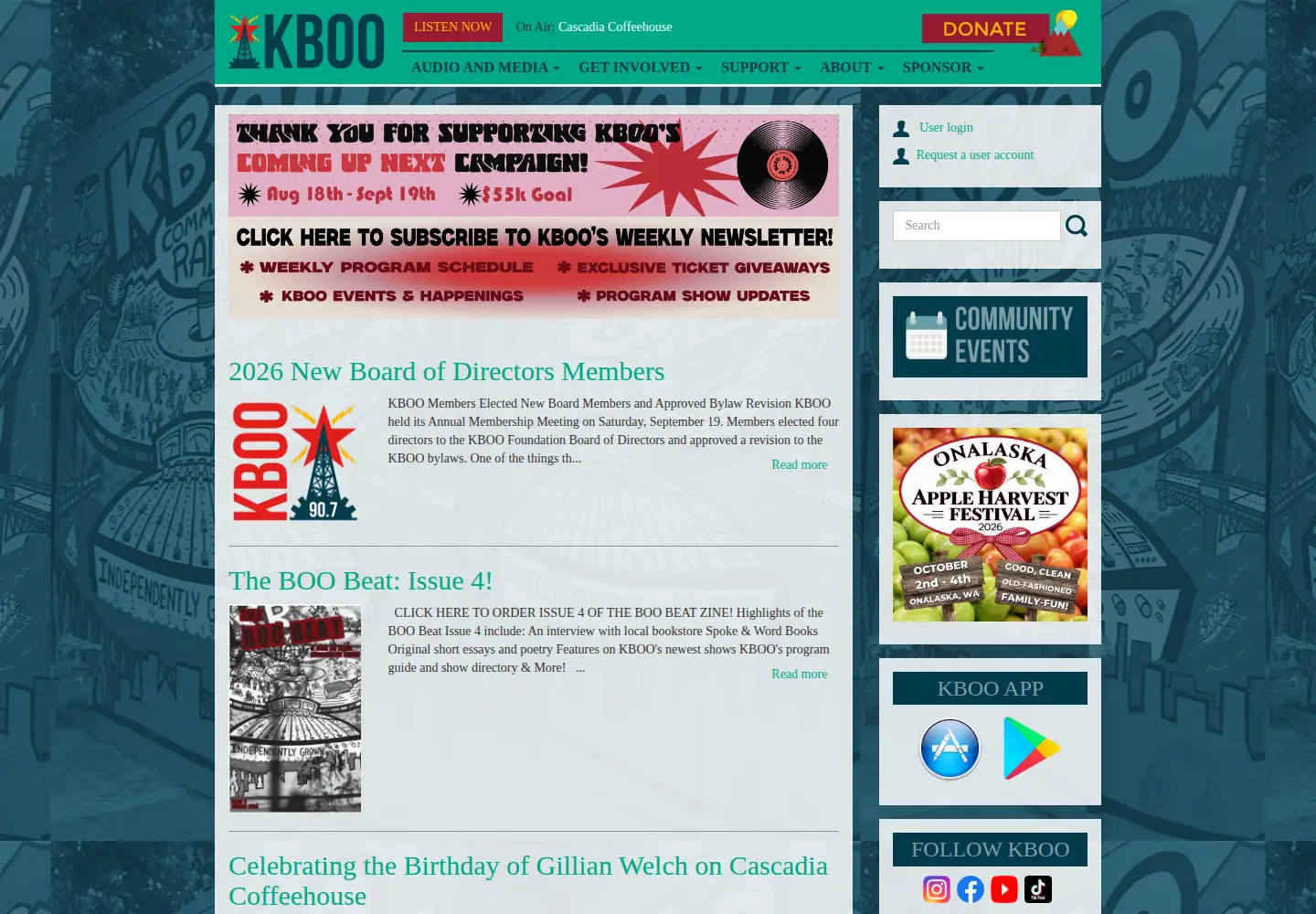 Screenshot of kboo.fm