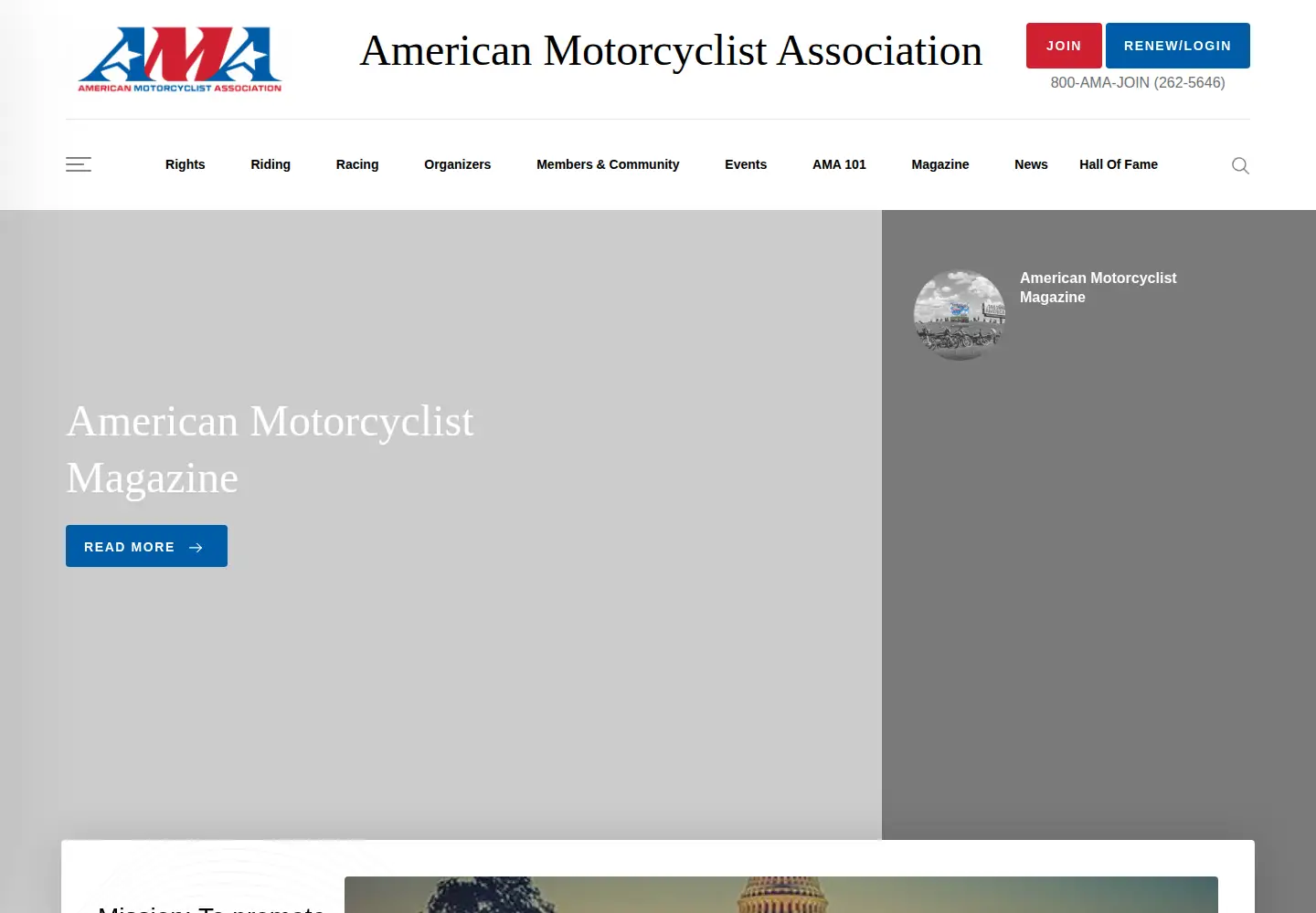 Screenshot of americanmotorcyclist.com