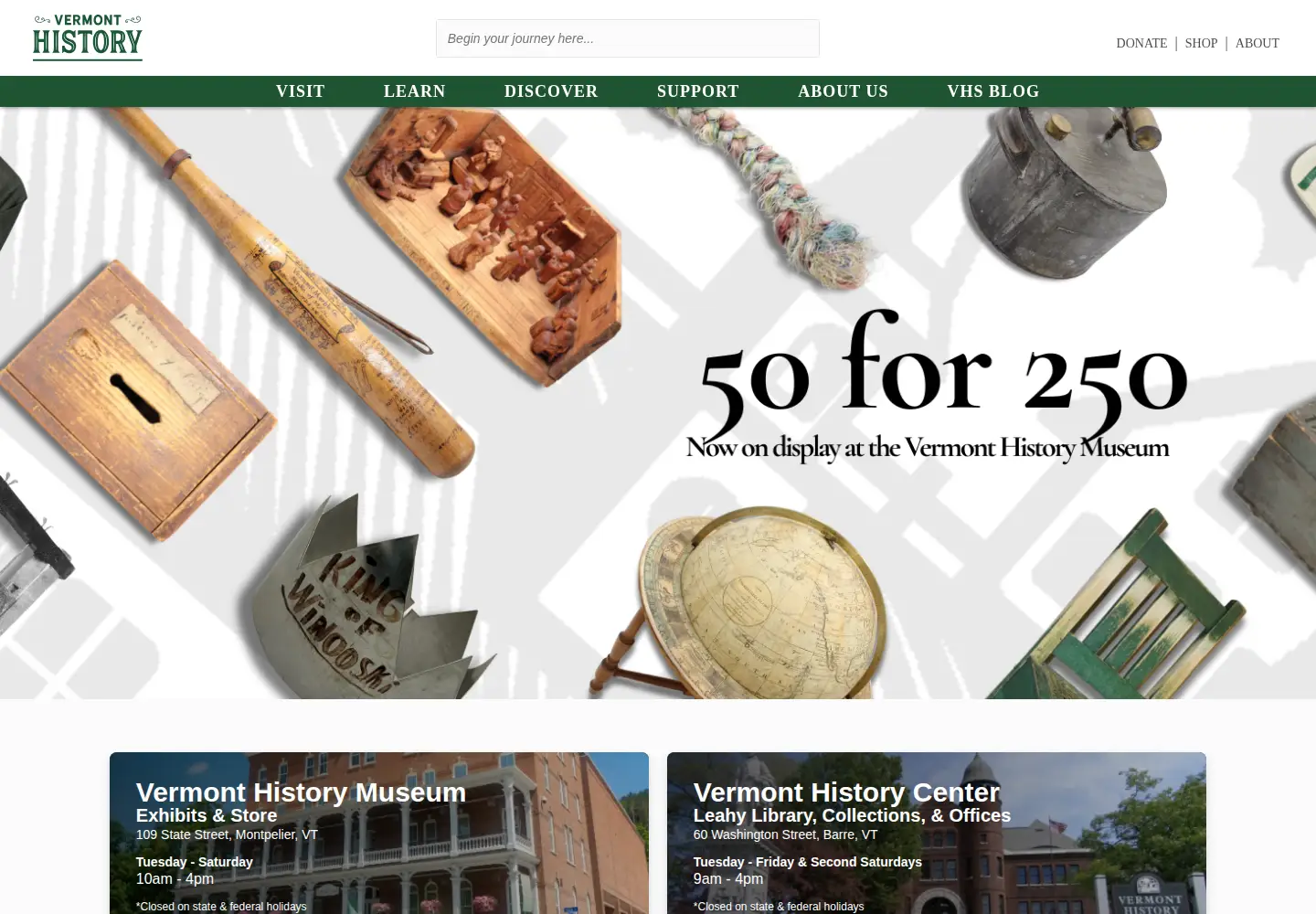 Screenshot of vermonthistory.org