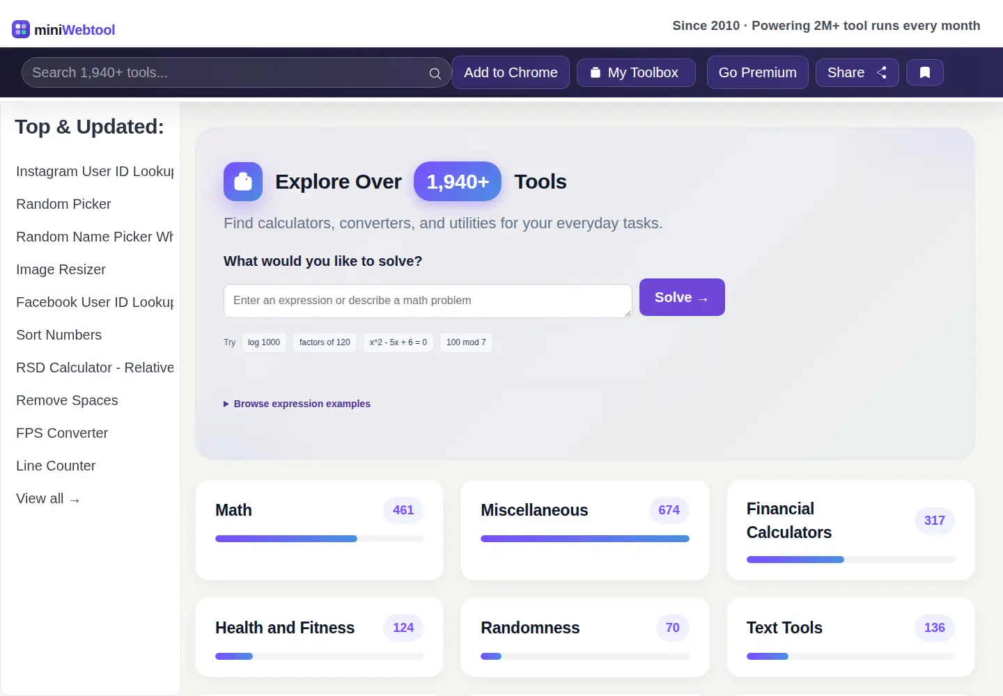 Screenshot of miniwebtool.com