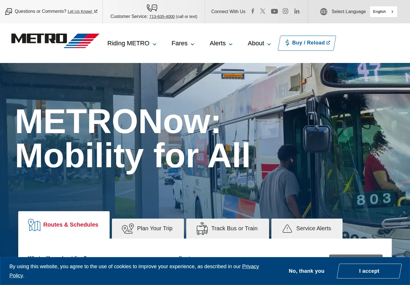 Screenshot of ridemetro.org