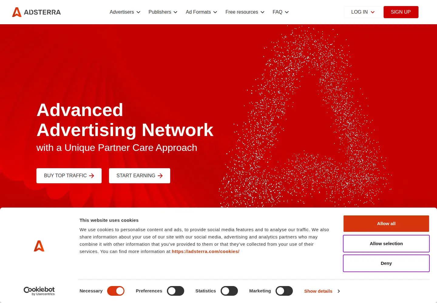 Screenshot of adsterra.com