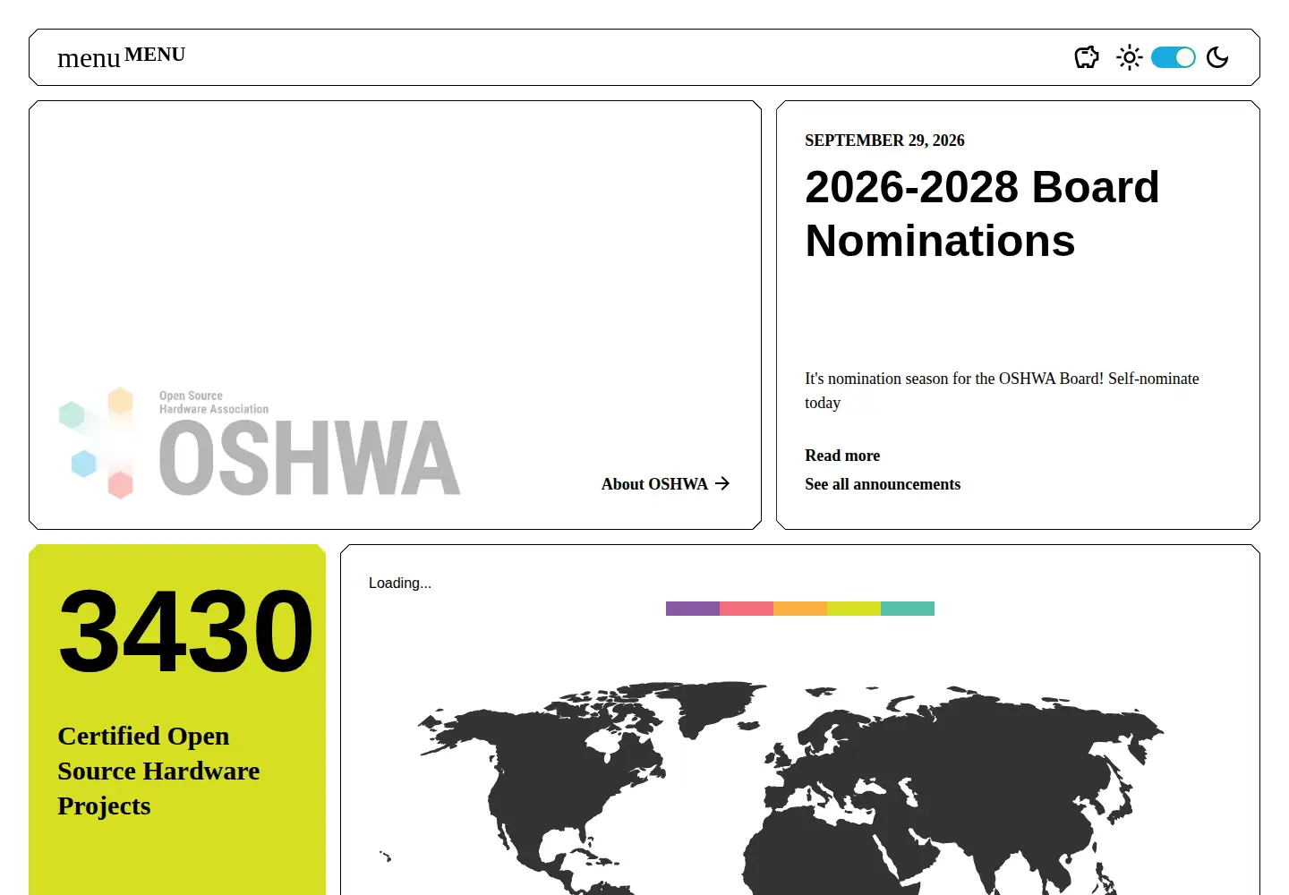 Screenshot of oshwa.org