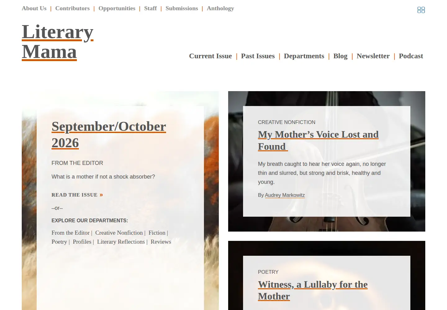 Screenshot of literarymama.com