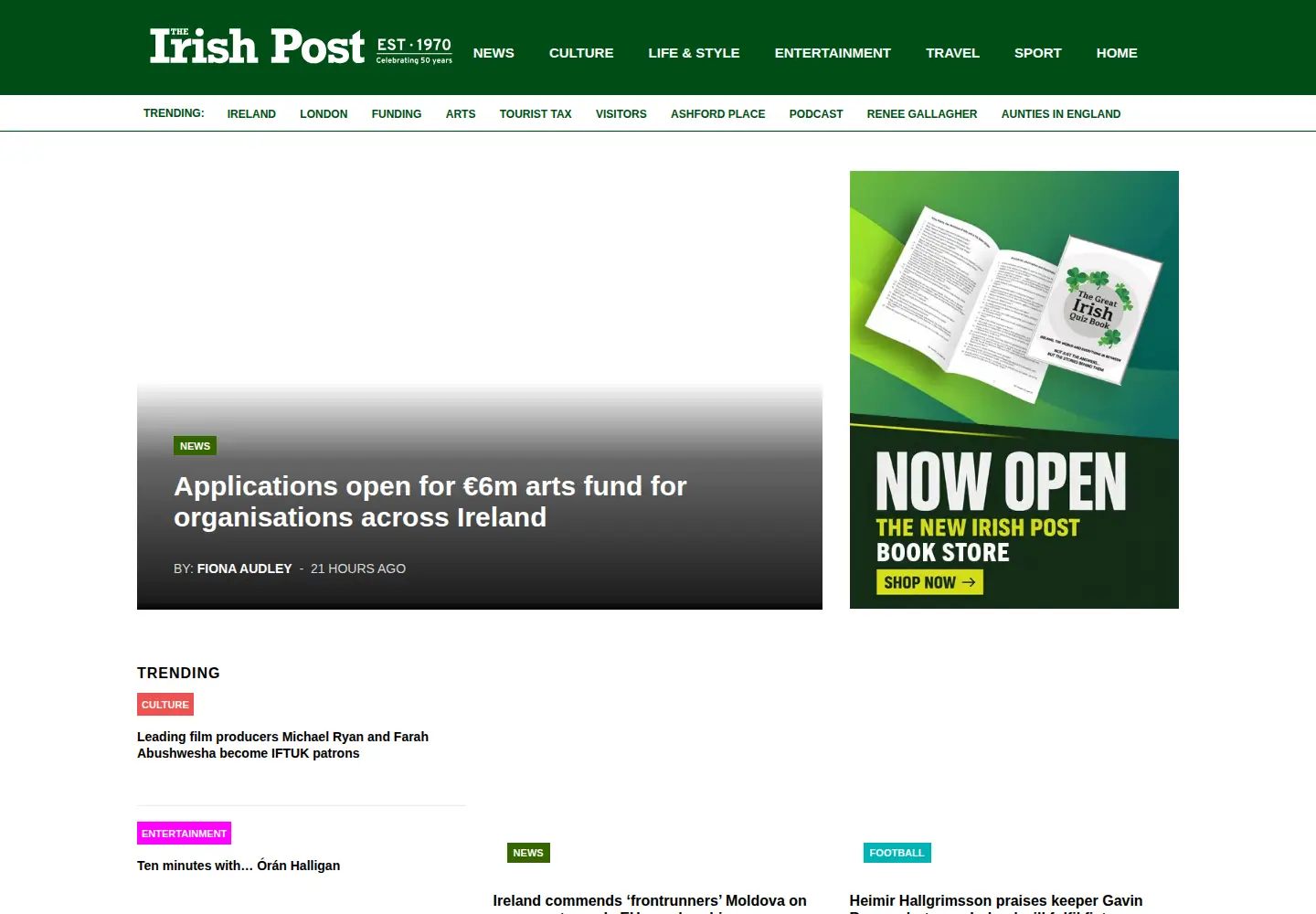 Screenshot of irishpost.com