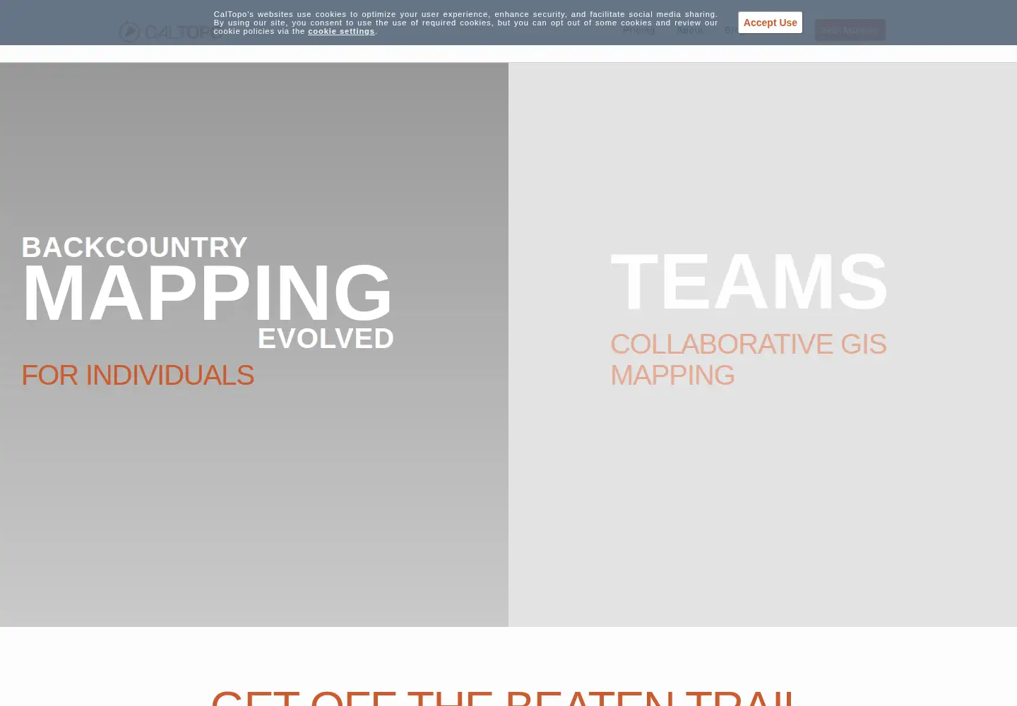 Screenshot of caltopo.com