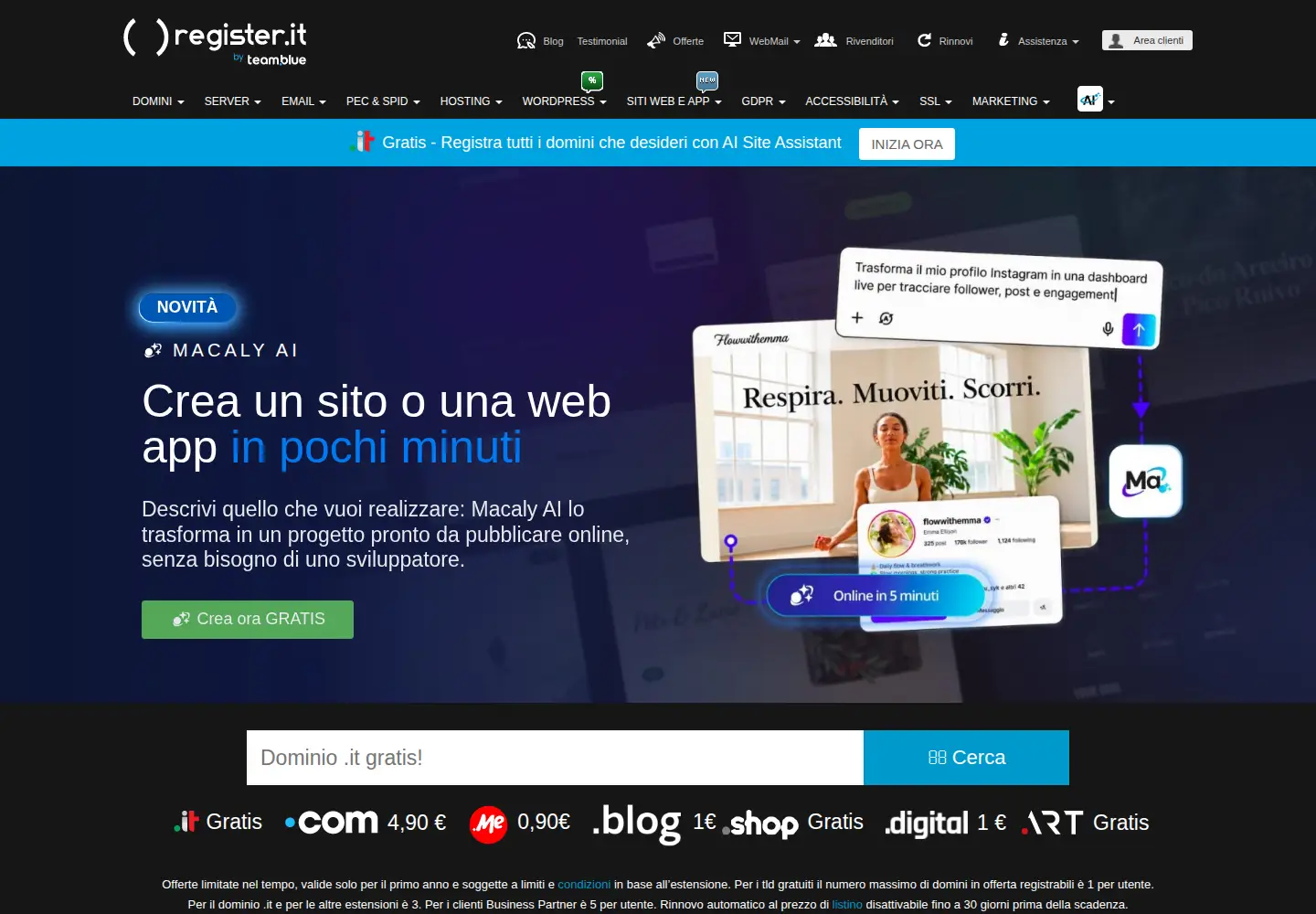 Screenshot of register.it