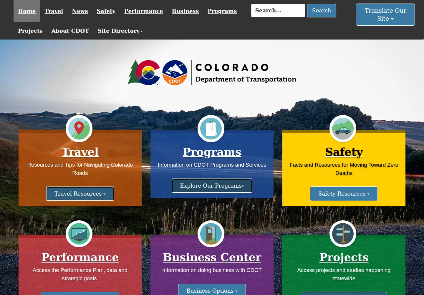 Screenshot of codot.gov