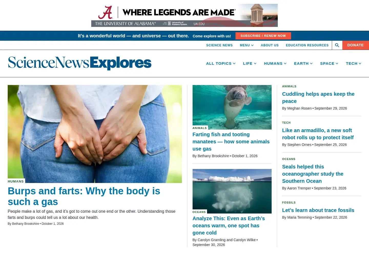 Screenshot of snexplores.org