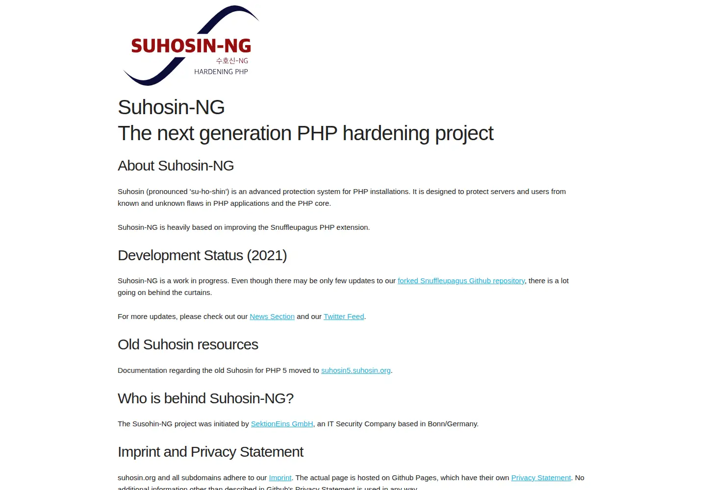 Screenshot of suhosin.org