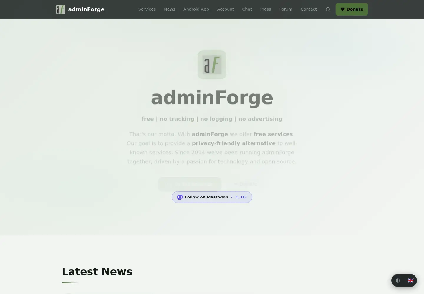 Screenshot of adminforge.de