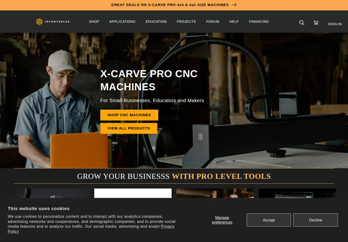 Screenshot of inventables.com