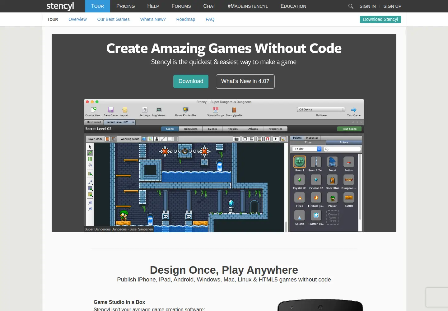 Screenshot of stencyl.com