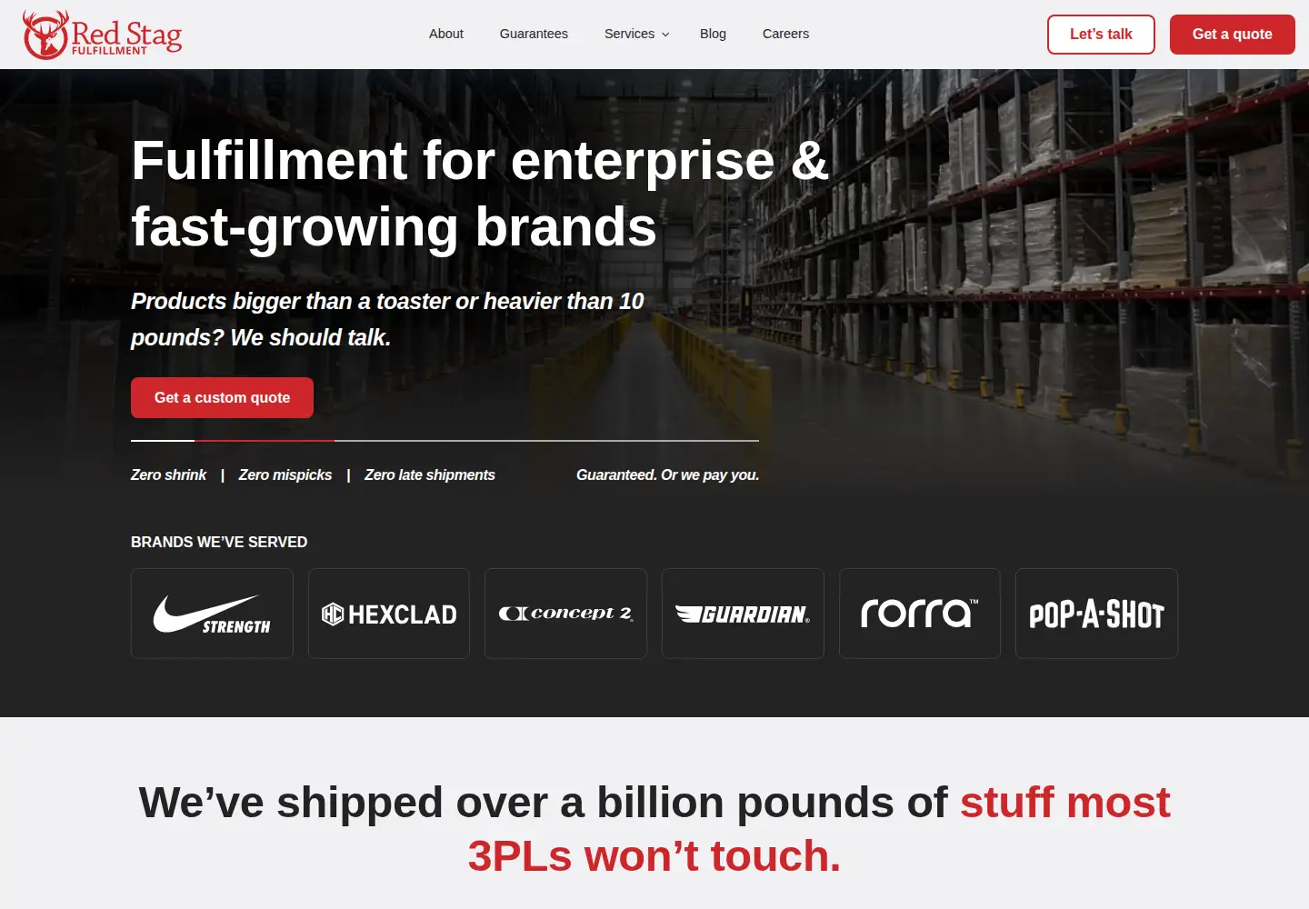 Screenshot of redstagfulfillment.com