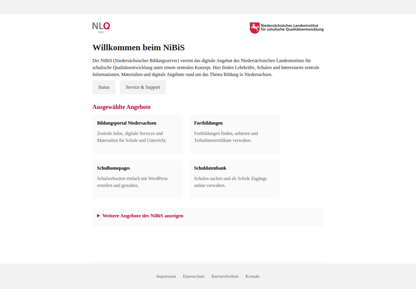 Screenshot of nibis.de