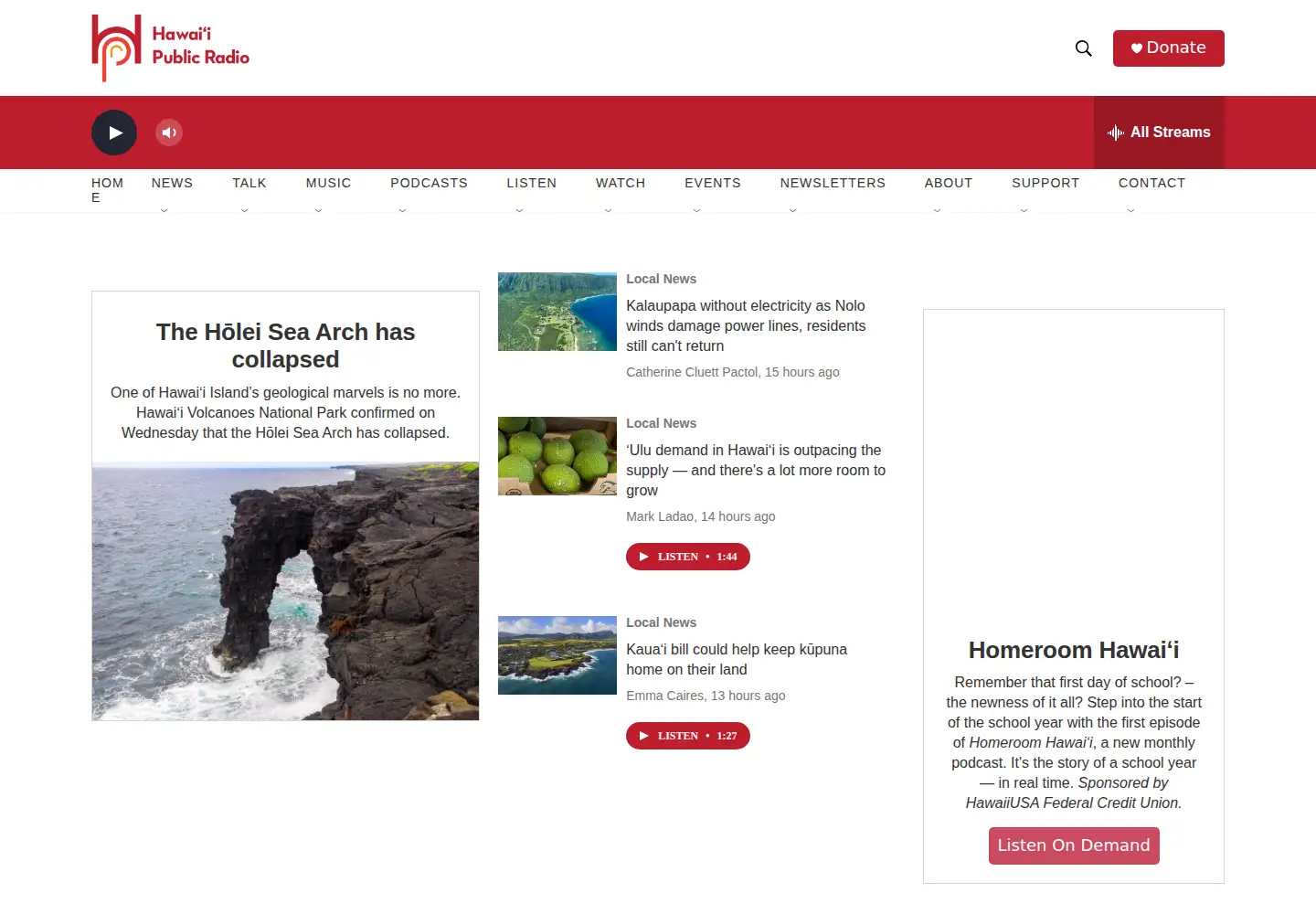 Screenshot of hawaiipublicradio.org