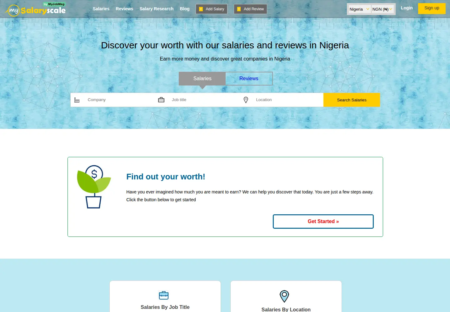 Screenshot of mysalaryscale.com