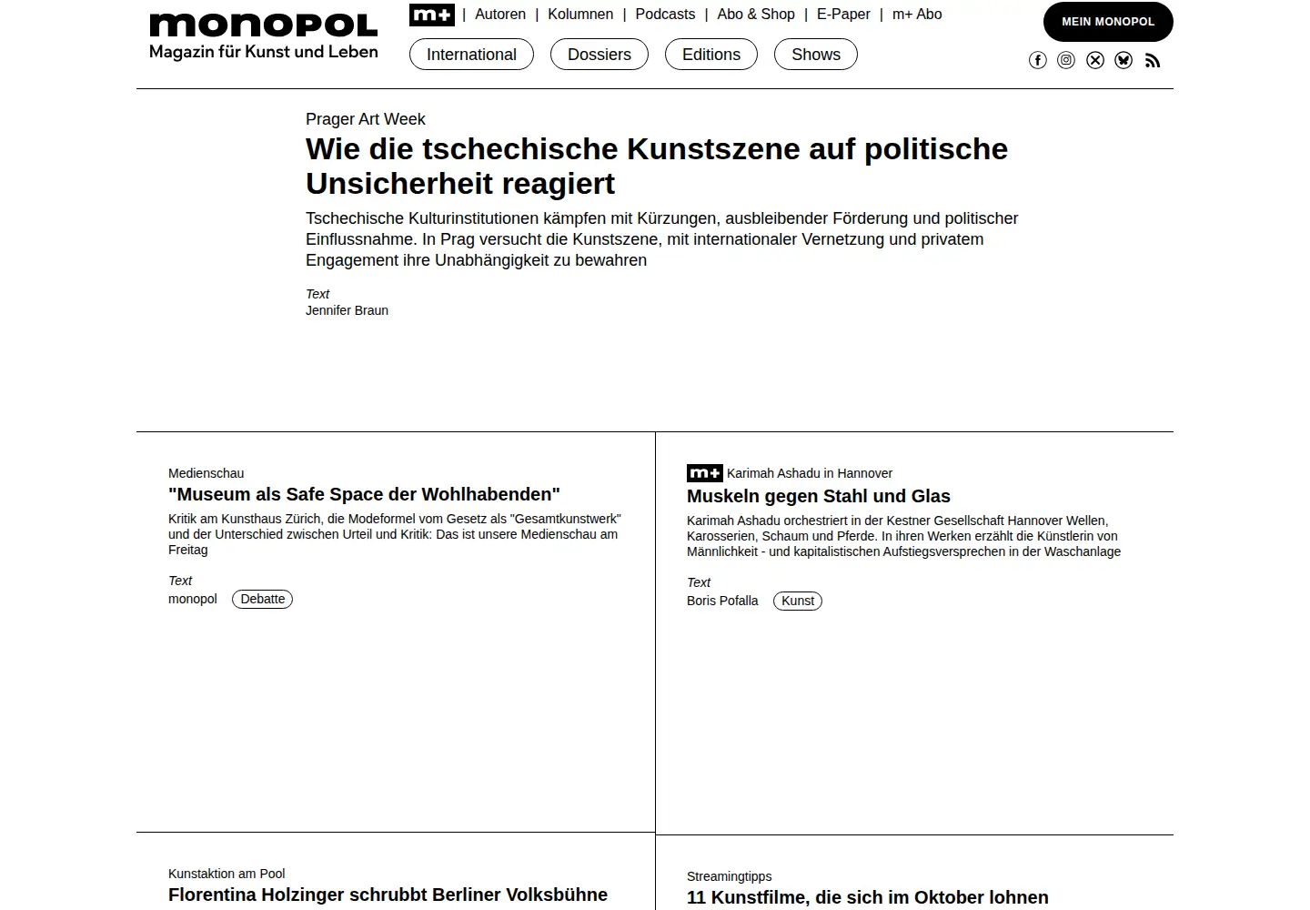 Screenshot of monopol-magazin.de