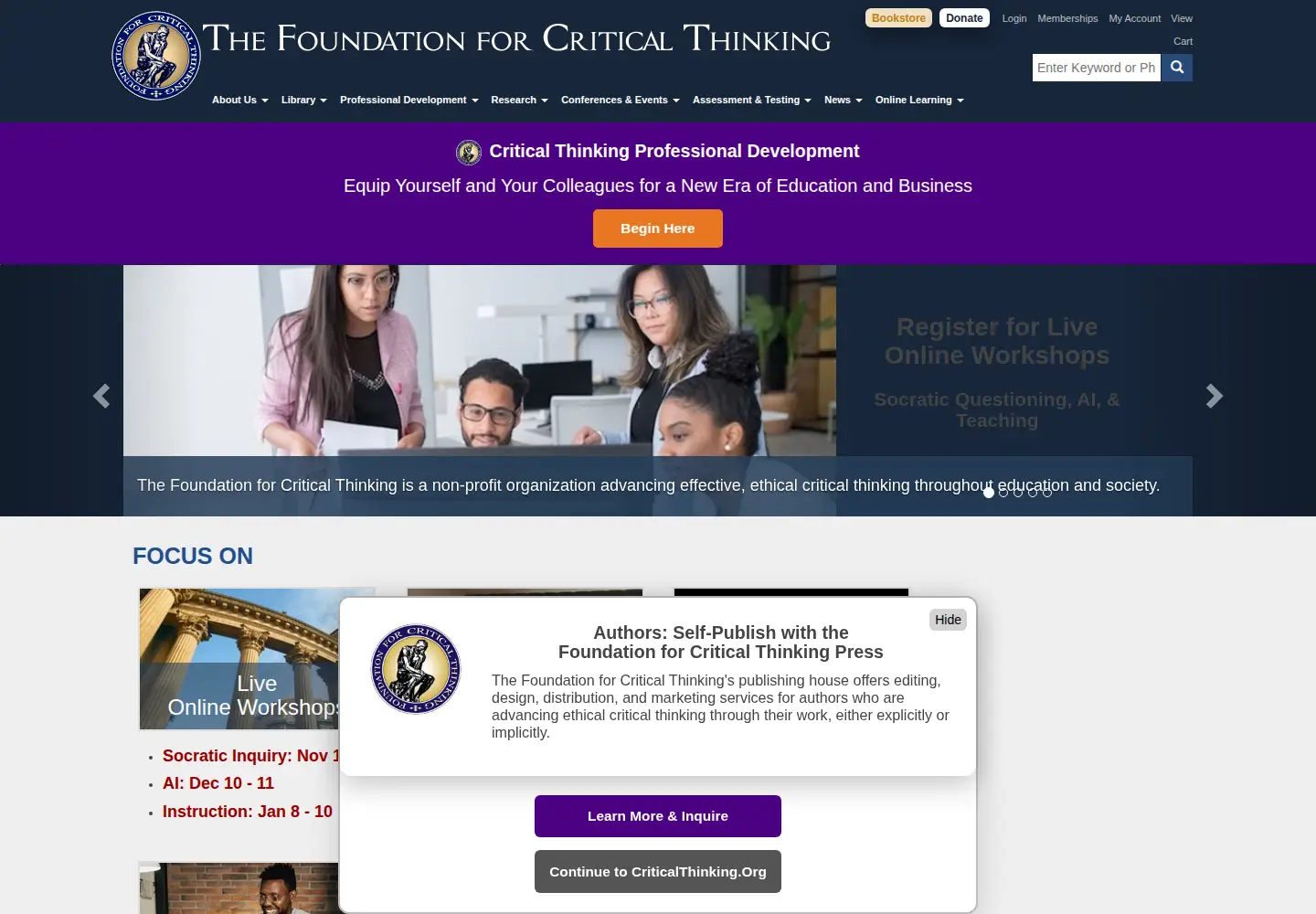 Screenshot of criticalthinking.org