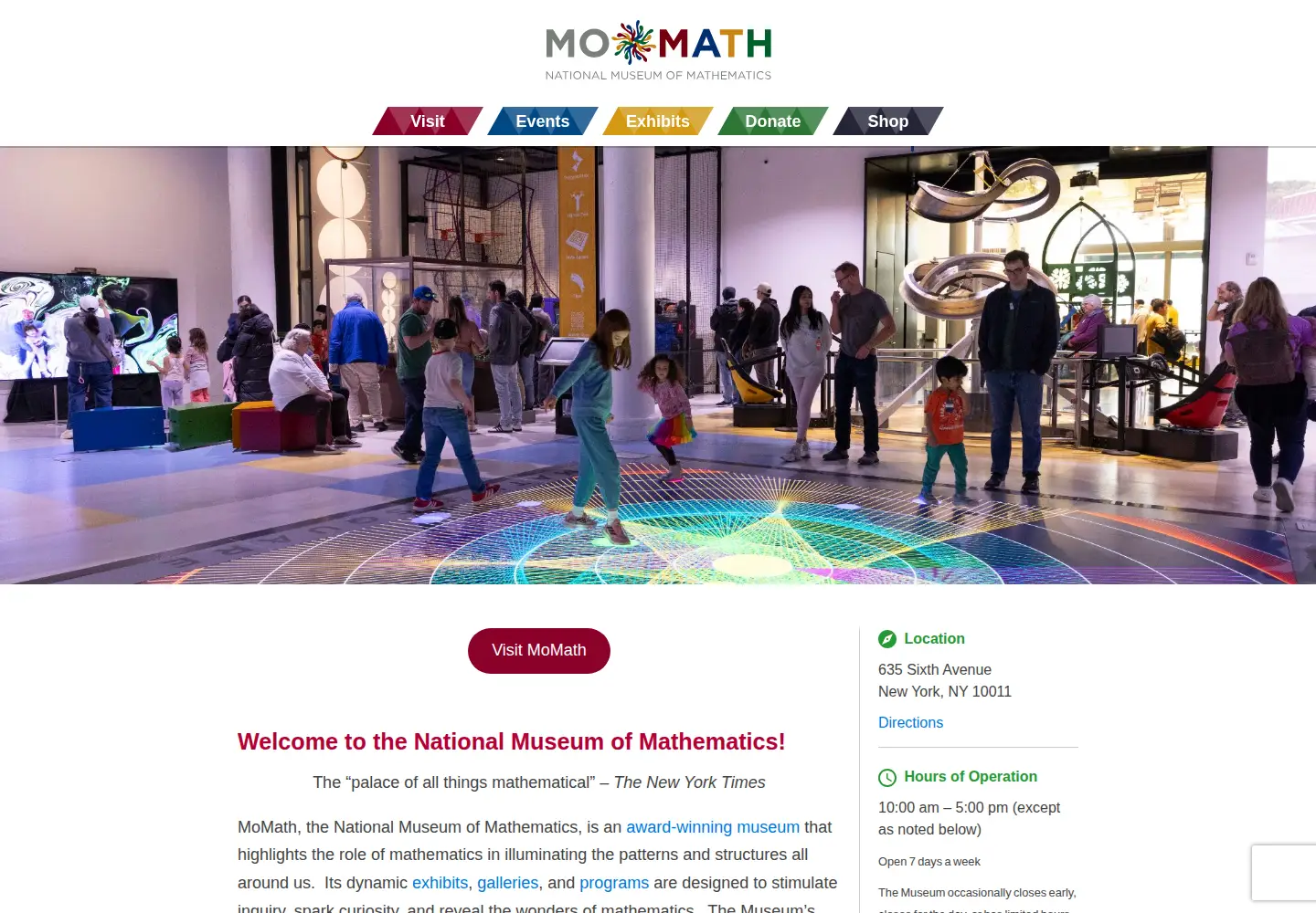 Screenshot of momath.org