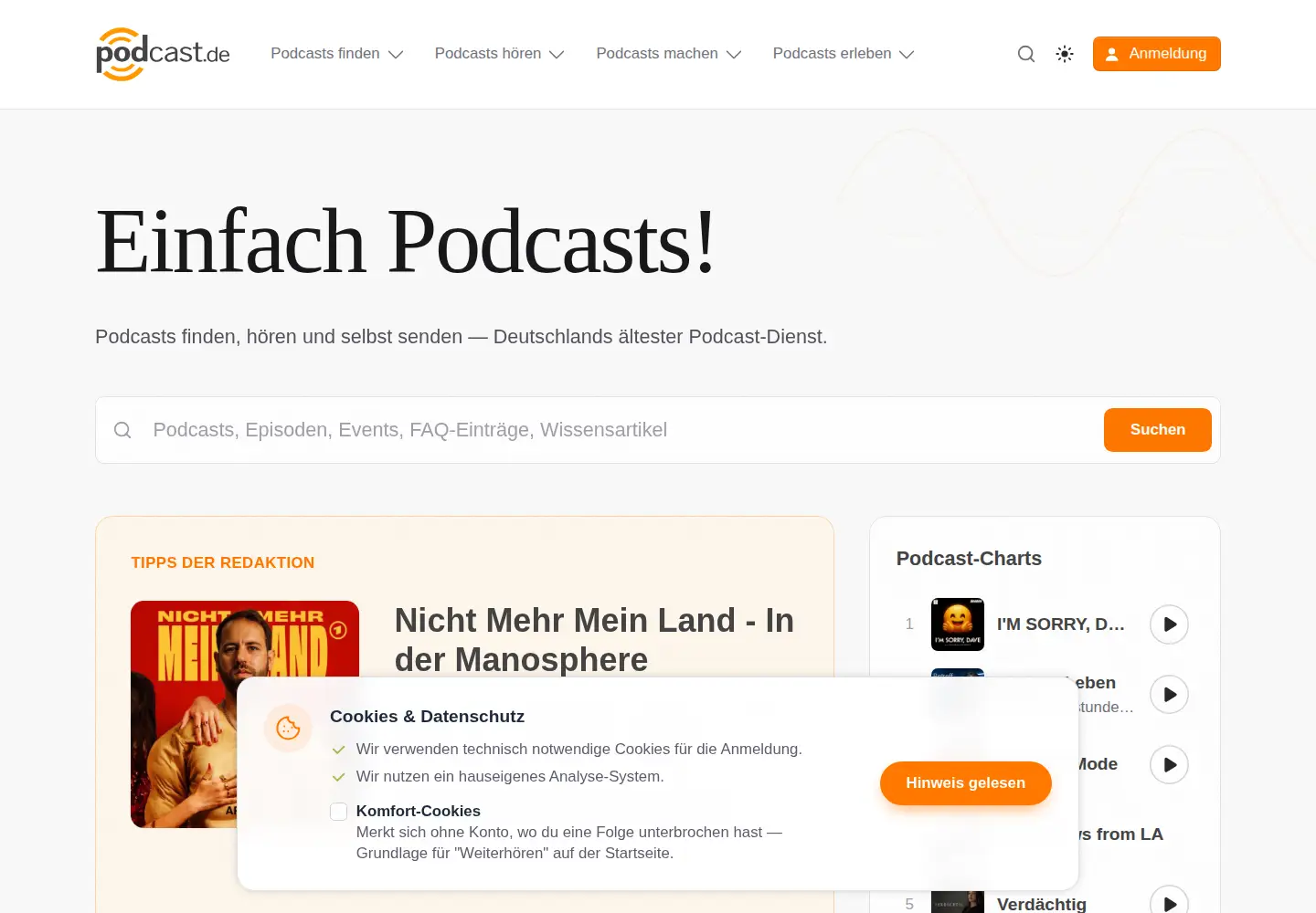 Screenshot of podcast.de